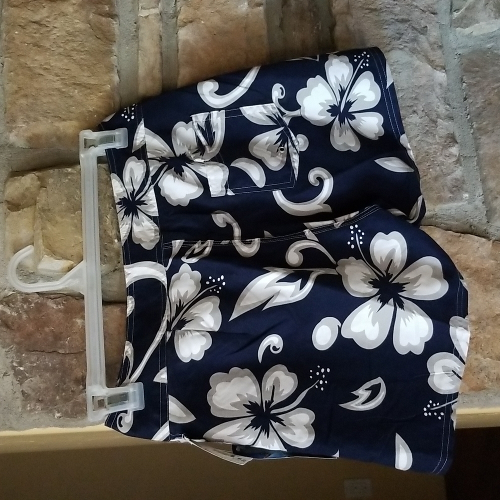 Surf Style Island Wear Navy Blue Hawaiian Swim Shorts ♥ - Picture 4 of 4